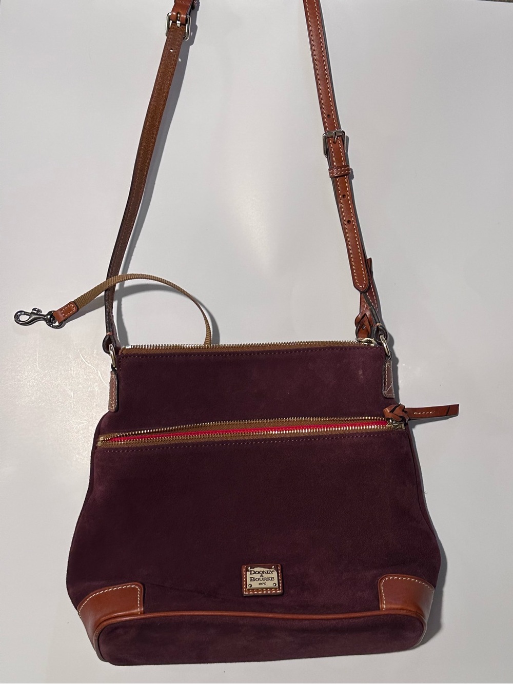 Dooney & Bourke Burgundy Wine Suede Leather Crossbody Bag